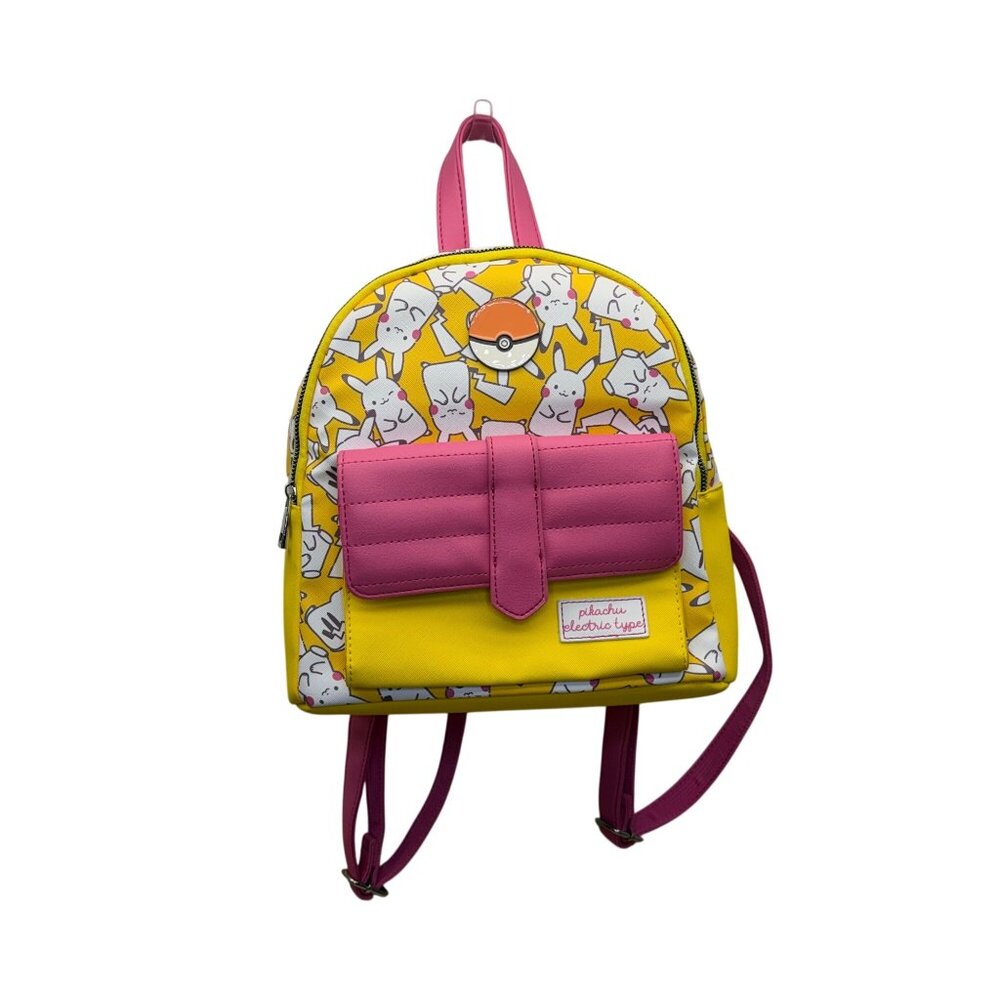 Pokemon Women's Yellow & Pink Pikachu Mini Backpack With Pokeball Pattern